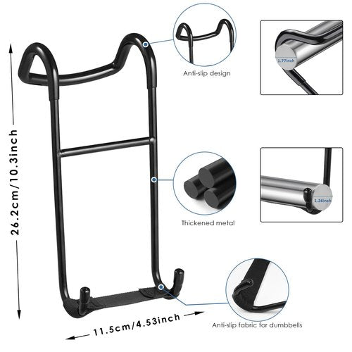 QKOQKO Dumbbell Spotter Hooks, 2-Pack Upgraded 250 lbs Heavy Duty Rack Attachments for Bench Press, Chest & Shoulder Workouts, Safety Hangers with Wrist Straps