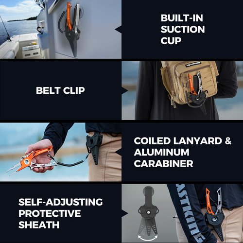 KastKing AlumaStream 7.5" Aluminum Fishing Pliers, Hook Remover, Split Ring Pliers, Fishing Gear, Fishing Gifts for Men, Corrosion-Resistant Saltwater & Freshwater Pliers, 17-4 Stainless Steel Jaws
