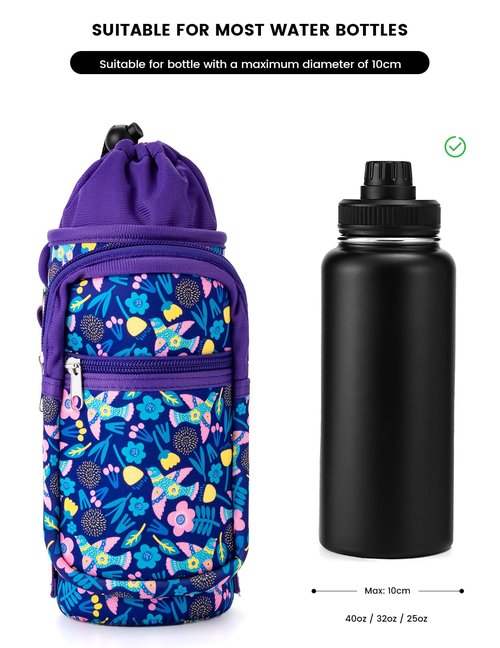 molshine Insulated Water Bottle Holder for 25 32 40 64oz Sports Water Jugs Bottles, Carrier Case Pouch Sleeve Cover with Strap Pockets for Outdoor Hiking Camping Gym (Swallow)