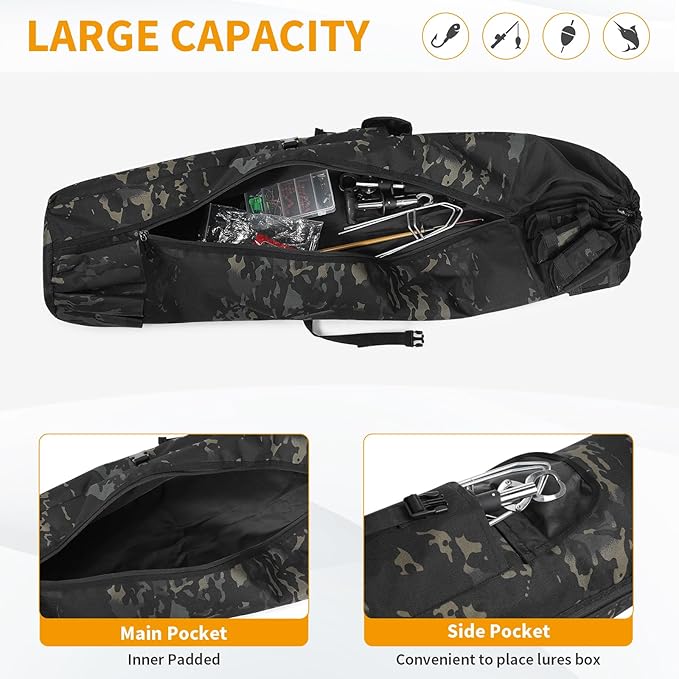 Wowelife Fishing Rod Carrier - Pole Bag Reel Organizer Case Storage for Gear, Travel - Gifts for Men, Family