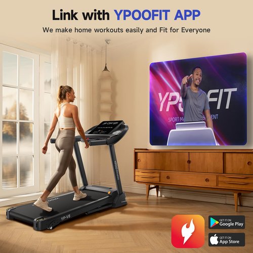 Treadmills for Home Use, Walking Pad Treadmill with Incline, Auto Foldable Treadmills for Home, 8.0 MPH Running Treadmill with Bluetooth Enabled, 300 lbs User Capacity
