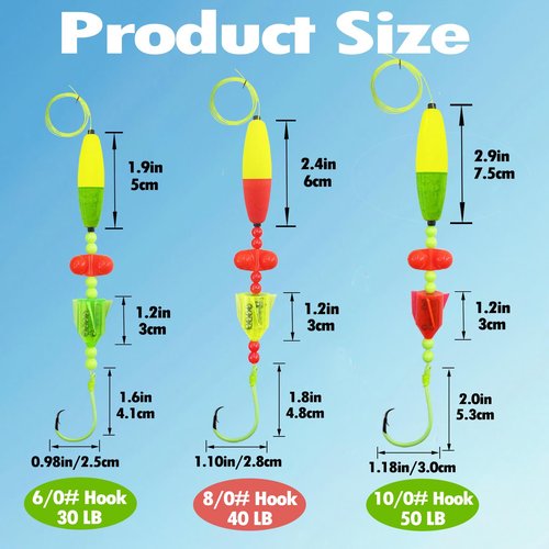Skipaelf Catfish Rig Float With Rattler, 5pcs Santee Cooper Rigs for Fishing, 8/0 Circle Hooks, Catfishing Tackle and Equipment
