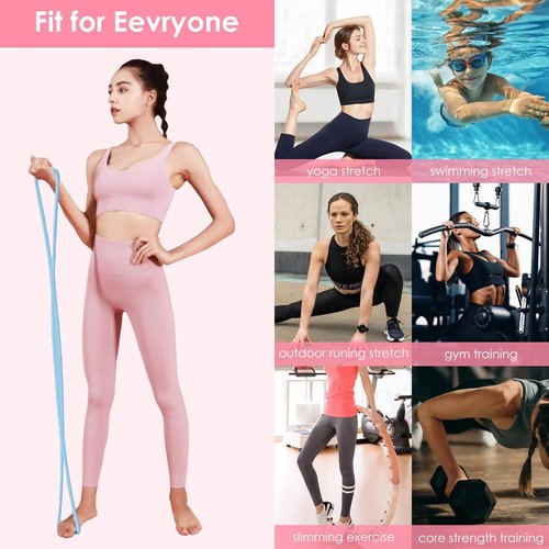 Adorila 2 Pack Figure 8 Resistance Bands with Handles, Silicone Exercise Bands for Women, Elastic Rope Stretch Fitness Band for Arm, Back, Chest, Shoulder, Legs (15LB Pink, 25LB Blue)