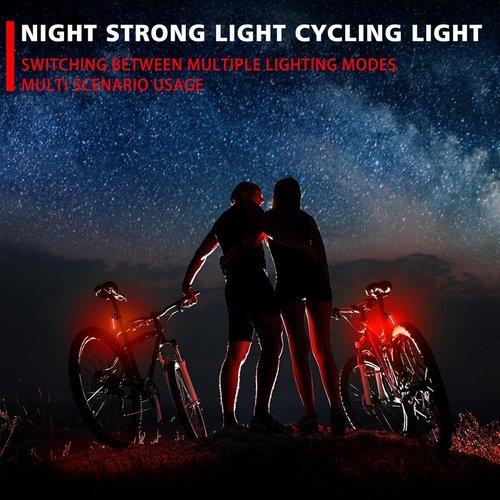 CTHDZSW Bicycle Tail Light - Meteor Night Safety Cycling Light, USB Rechargeable, Waterproof, Multiple Modes, Suitable for Most Seat Posts (Red)