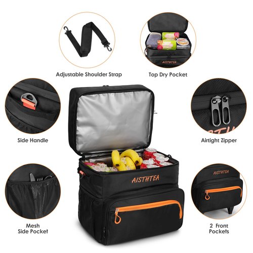 Rolling Cooler with Wheels and 𝟗𝟖𝐂𝐌 Handle, 𝟔𝟎+ Can Leakproof Soft Sided Travel Cooler, Double Deck & Enhanced Stability Wheeled Cooler, Insulated Cool Bag for Camping,Grocery,Beach,Outdoor