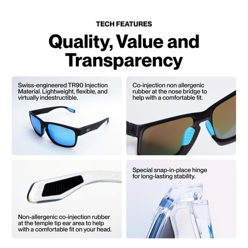 ZaTi Polarized Sunglasses with UV400 Protection, Category 3 Lenses, Shatter-Resistant Polycarbonate, Anti-Reflective Coating (Crystal/Silver Mirror)