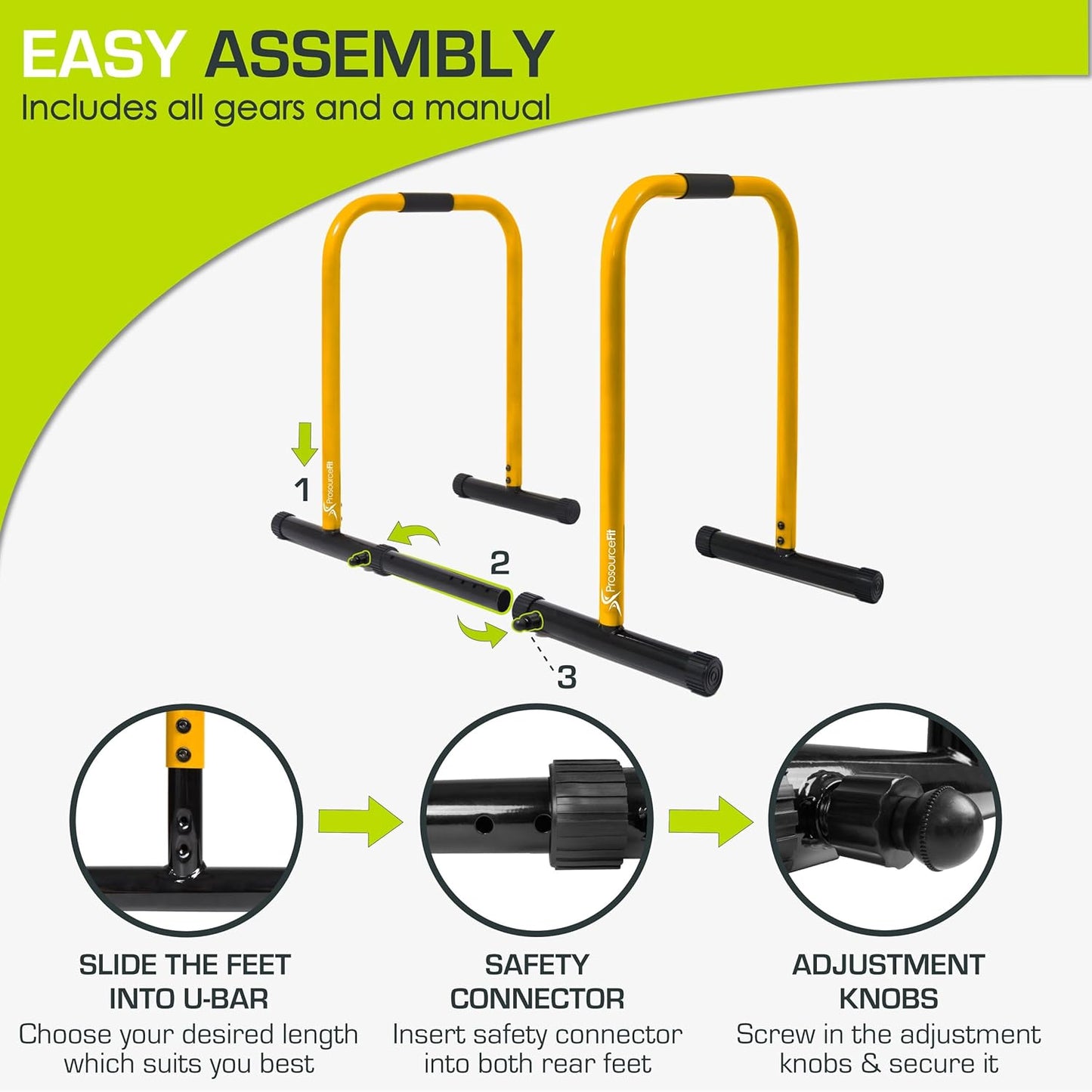 ProsourceFit Power Dip Station Adjustable Height Upper Body Equipment for Home Gym