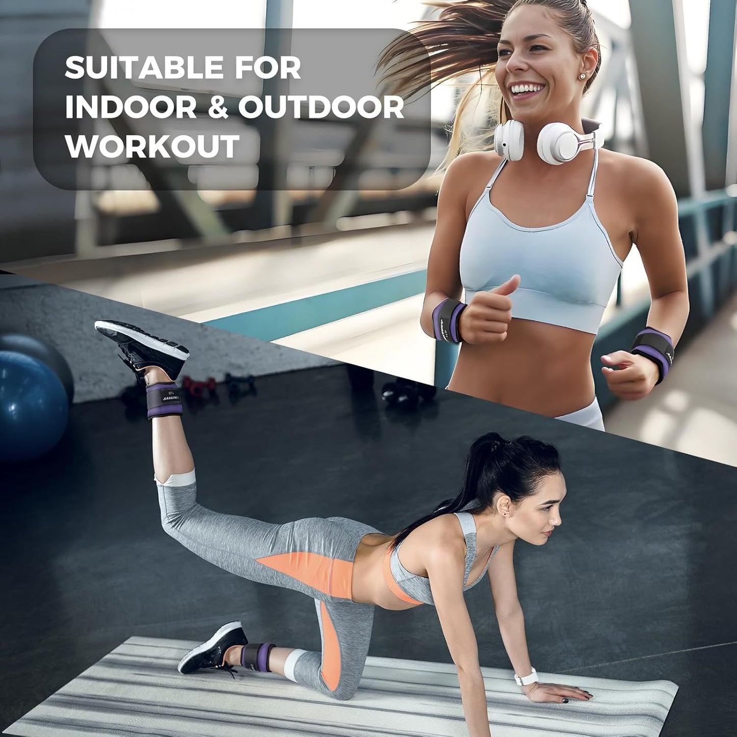 RitFit Ankle Wrist Weights (1 Pair) 1 1.5 2 3 4 5 LB Each with Fully Adjustable Strap for Arm, Hand & Leg - Best for Walking, Jogging, Gymnastics, Aerobics