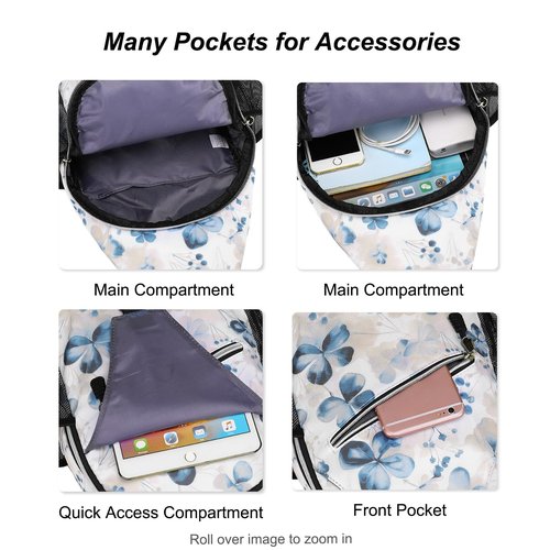 MOSISO Crossbody Sling Backpack, Portable Travel Hiking Daypack Chest Sling Bag Casual Daypack One Strap Chest Backpack for Women Men Outdoor Hiking Travel, Smudged Floral