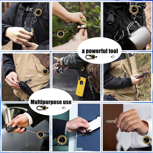 PILHCY Loud Bear Bell with Whistle Set for Hikers, 3 in 1 Bear Bell with EDC Multifunction Retractable Keychain and Emergency Whistle for Survival, Hiking, Camping, Climbing