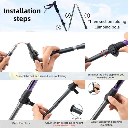 Qunature Trekking Poles Lightweight Hiking Poles Collapsible 7075 Aluminum Walking Sticks for Men Women Seniors, Trekking Poles for Backpacking Gear, Hiking, Camping, Mountaining, Walking