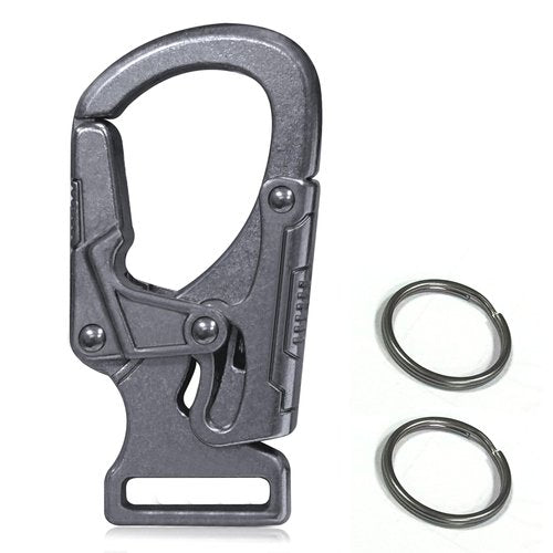Ahiller Carabiner Clip,1.9'' Alloy Car Keychain Clip with 2 Key Ring,Outdoor Hooks,Small Key Holder for Man and Women（Gunmetal-1P）