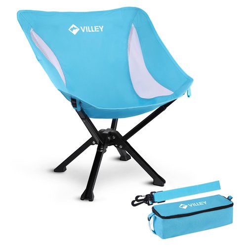 VILLEY Portable Folding Chair Lightweight Camping Chair No Assembly Needed, Quick Setup for Beach, Hiking, Supports 330 LBS, Blue