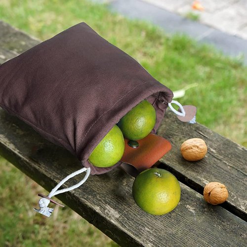 LONG XIN SERIES 2PCS Camping Foraging Bag Canvas Collapsible Mushroom Storage Bags Collapsible Belt Bag for Hiking Beachcombing Treasures Flowers Mushrooms Seashells Handmade