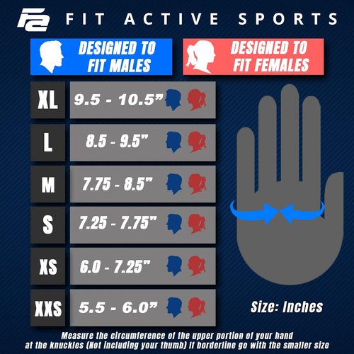 Fit Active Sports RX2 Weight Lifting Workout Gloves with Built-in Wrist Wraps - Gym Gloves with Wrist Support Durable Non-Slip Palm Padding to Avoid Calluses - for Men & Women