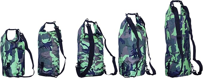 Waterproof Dry Bag Combo 5-30L Roll Top Dry Storage Bag Backpack for Kayaking Boating Beach Camping Travel Fishing, w/Phone Case & Collapsible Water Bottle & Sunglasses & Ear Band,Green 5L