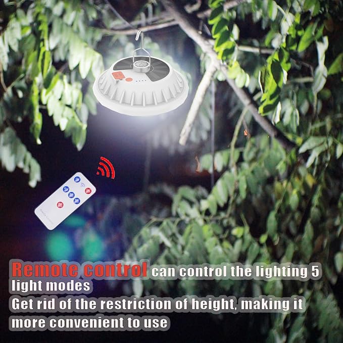 LED Camping 120 LED Tent Solar Lantern Lights 6000LM 5 Mode USB Rechargeable Remote Control Portable Light Tent Hanging Flashlight Outdoor Fishing Emergency Courtyard Garden 3 Pack