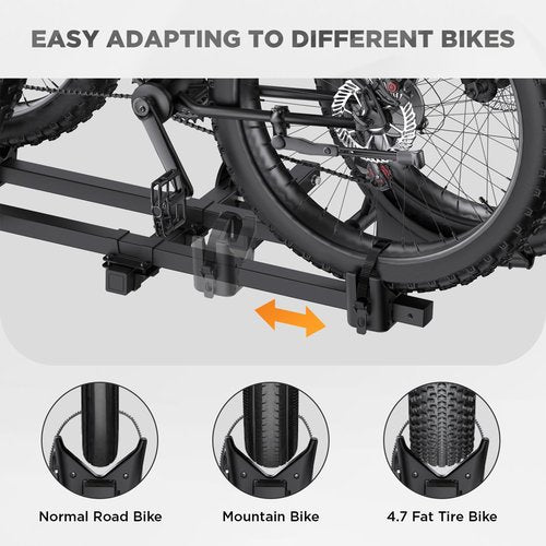 TANX Bike Racks for Ebikes,Fat Tire Bike Rack for Tow Hitch 2-Bike 200 lbs Capacity, Smart Tilting Platform for Standard E-Bikes, Fits 2-Inch Receiver