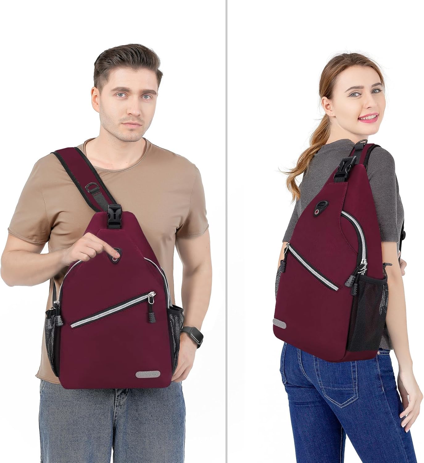 MOSISO Rope Sling Backpack (Up to 13 inch), Multipurpose Crossbody Chest One Shoulder Outdoor Travel Hiking Daypack, Black