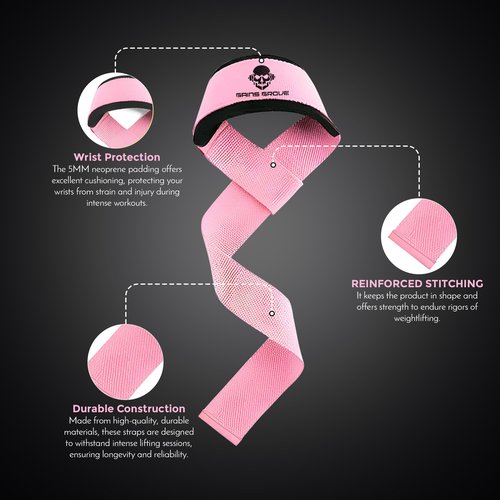 GainsGrove Lifting Wrist strap gym Wrist Support Wraps - Essential Gym Accessories for Powerlifting, Bodybuilding, and Strength Training (Black)