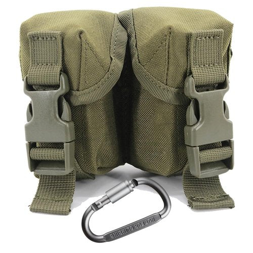 BSGB Double Frag Grenade Pouch Tactical Pouches Molle Attachment Molle EDC Tool Bags for Hunting Shooting Airsoft (Army Green)