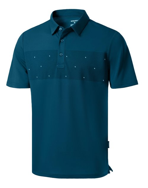 Men's Golf Shirts Dry Fit Moisture Wicking Performance Short Sleeve Collared Polo Shirts for Casual Tennis Bussiness (Reflecting Pond Flag, L)