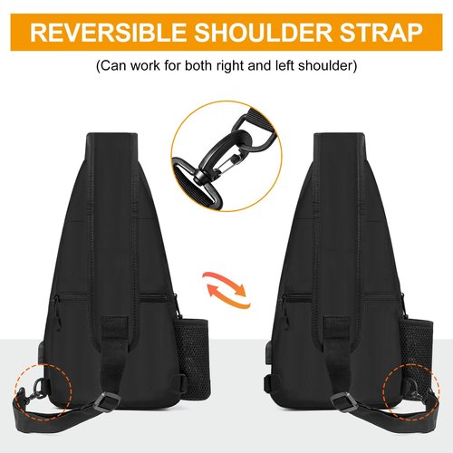 BAIGIO Tactical EDC Sling Bag Military One Strap Shoulder Backpack Molle Range Bags Chest Pack (#01-Black)
