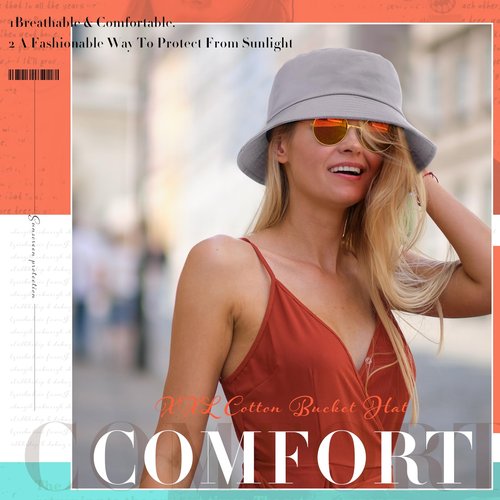 Zhanmai 3 Pcs XXL Bucket Hat for Man Woman Large Oversize Summer Beach Cotton Hats for Fisherman(Grey, Dark Blue and Black)