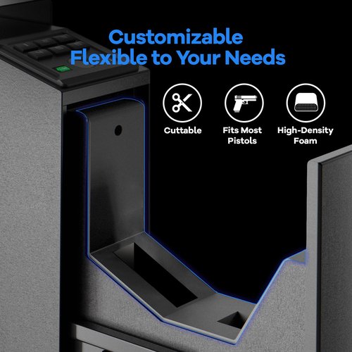 LotaTools Gun Safe, Biometric Pistol Safe Fingerprint Handgun, Mounted Single Gun Safe for Handgun with 3 Ways Quick Access, Bedside Handgun Safe for Nightstand, Bedroom, Desk, Wall, Dresser