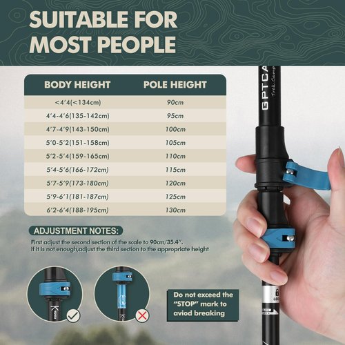 GPTCAMP Walking Sticks,Trekking Poles Collapsible Hiking Poles,Lightweight Folding Travel Walking Pole for Men Women,2pc Adjustable Hiking Stick with EVA Foam Grips for Backpacking,Blue