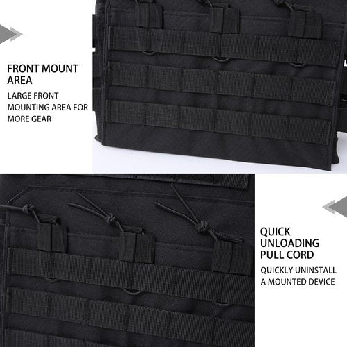 Disratw Tactical Airsoft Vest Molle Adjustable Lightweight Airsoft Vest Outdoor Paintball Training Cosplay Costumes (Black)