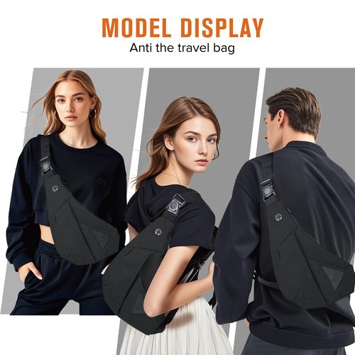 MAYMOONER Men Small Sling Shoulder Crossbody Bag, Lightweight Anti-theft One Strap Casual Chest Bag Slim Backpack for Outdoor Walking Trip Hiking Biking Fits Up to 8.3 inch iPad Mini (Black)