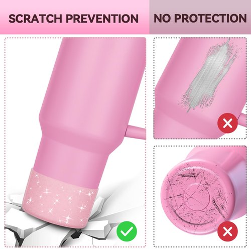 PICcircuit 2PCS for Stanley Boot, Silicone for Stanley Cup Boot 20-40oz&for Hydroflask Boot 12-24oz Glitter for Stanley Cup Accessories Tumbler Accessories for Stanley Bottom Protector, Pink