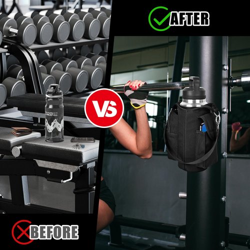 icolor Magnetic Gym Bag Water Bottle Holder with Phone Pockets & Shoulder Strap,5 Built-in Magnets Gym Bottle Pouch Carrier Sleeve,Magnetic Bag Gym Accessories Organizer for Men Women