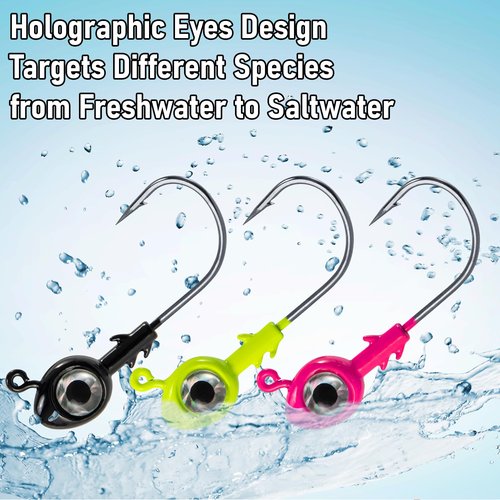 Dr.Fish 10 Pack Fishing Eyes Jigs 3D Eyes Trout Heads Bass Hook Saltwater Swimbait Jig Heads Freshwater Walleye Striper Walleye Striper 1/4oz Pink
