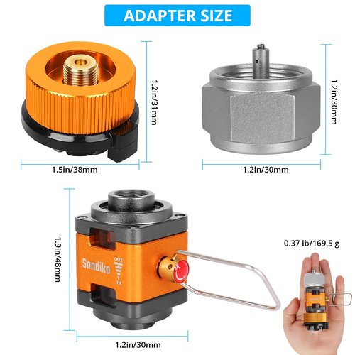 Sondiko Butane/Isobutane Refill Adapter, Fuel Transfer Device, Gas Converter Isobutane Canister Shifter, Gas Saver Plus for Fuel Canister, Backpacking Camping Stove, Burners