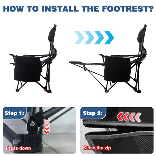 POEPORE Reclining Camping Chair 4 Position with Foot Rest Comfortable for Adults 265Ibs Folding Lounger Mesh Beach Chair with Cooler Bag,Cotton Cushion and Cup Holder for Outdoor Patio