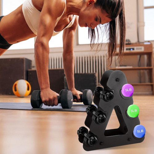 YOUNTHYE Small Dumbbell Rack 3 Tire Dumbbell Storage Rack Weight Stand for Dumbbells Black Dumbbell Rack Stand Only Heavy Duty Strength Training Dumbbell Racks, Max Load 35 lbs