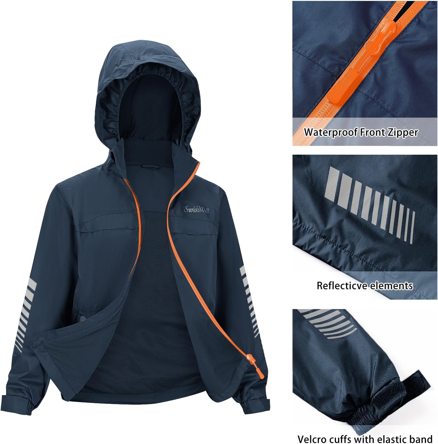 SWISSWELL Kids Rain Gear Boys Girls Youth Waterproof Rain Suit Breathable Reflective Raincoat and Pants