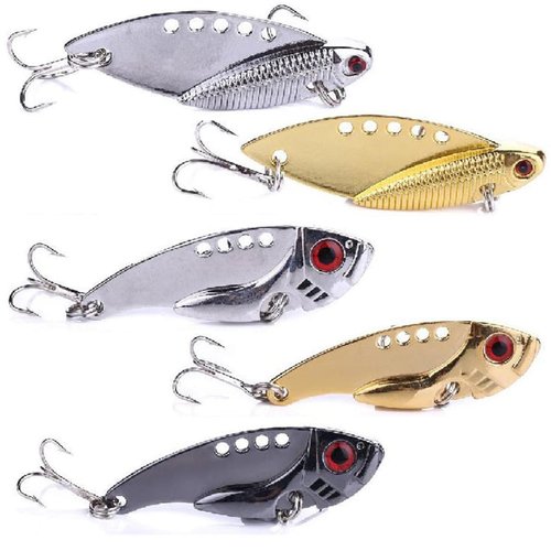 LURESMEOW Walleye & Bass Blade Baits - 5pcs Box, Saltwater & Freshwater Fishing Spoons
