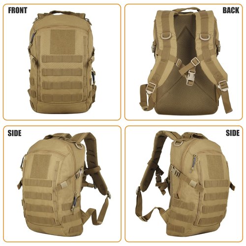 PAIWPHLI Small Tactical Backpack Military Daypack 12L Molle Bag Rucksack Army Daypack for Outdoor,Hiking,Camping,Travel (Tan)
