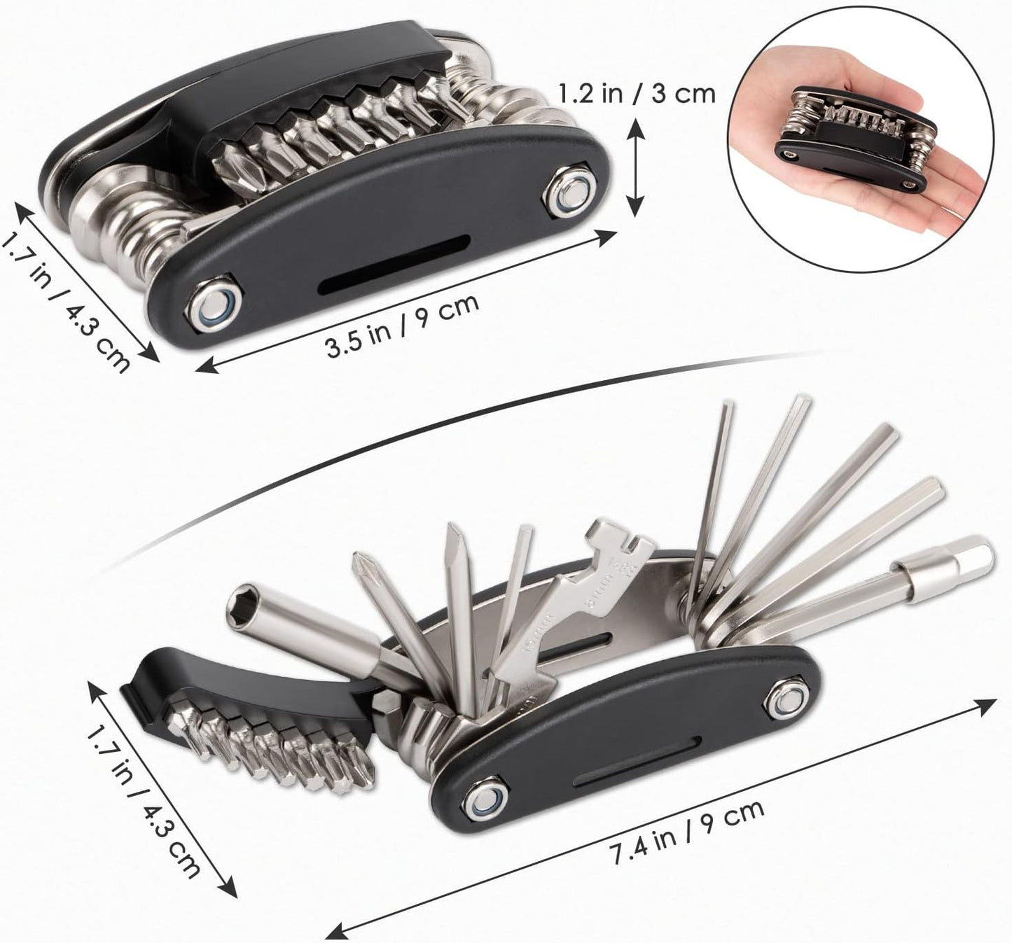 WOTOW Bike Repair Tool Kit - 16 in 1 Bicycle Multitool Portable Mountain Bike Tool Cycling Maintenance, Bike Hex Key Wrench & Bike Tube Patch Kit & Tire Lever & Hard Carrying Case (16 in 1)