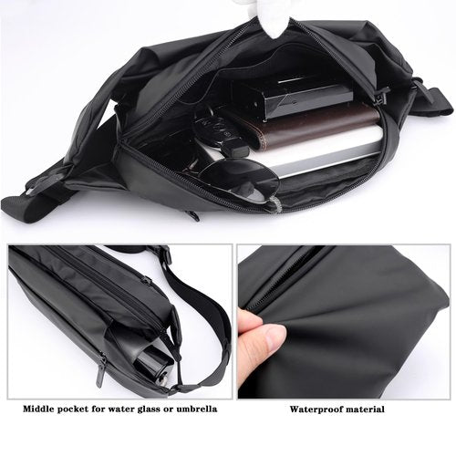 Crossbody Bag for Men and Women,Sling Bags,Adjustable Waist Belt,Durable,Water Resistant Fanny Pack Chest Bag for Travel Daypack Outdoor Running(Grey)