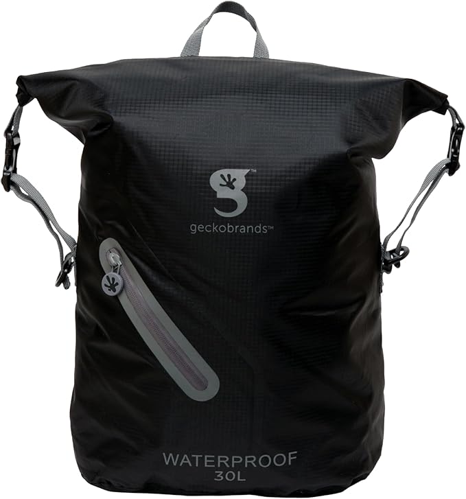 geckobrands Lightweight 30L Waterproof Backpack - Lightweight Watertight Outdoor Bag Hiking Traveling Light Water Activities