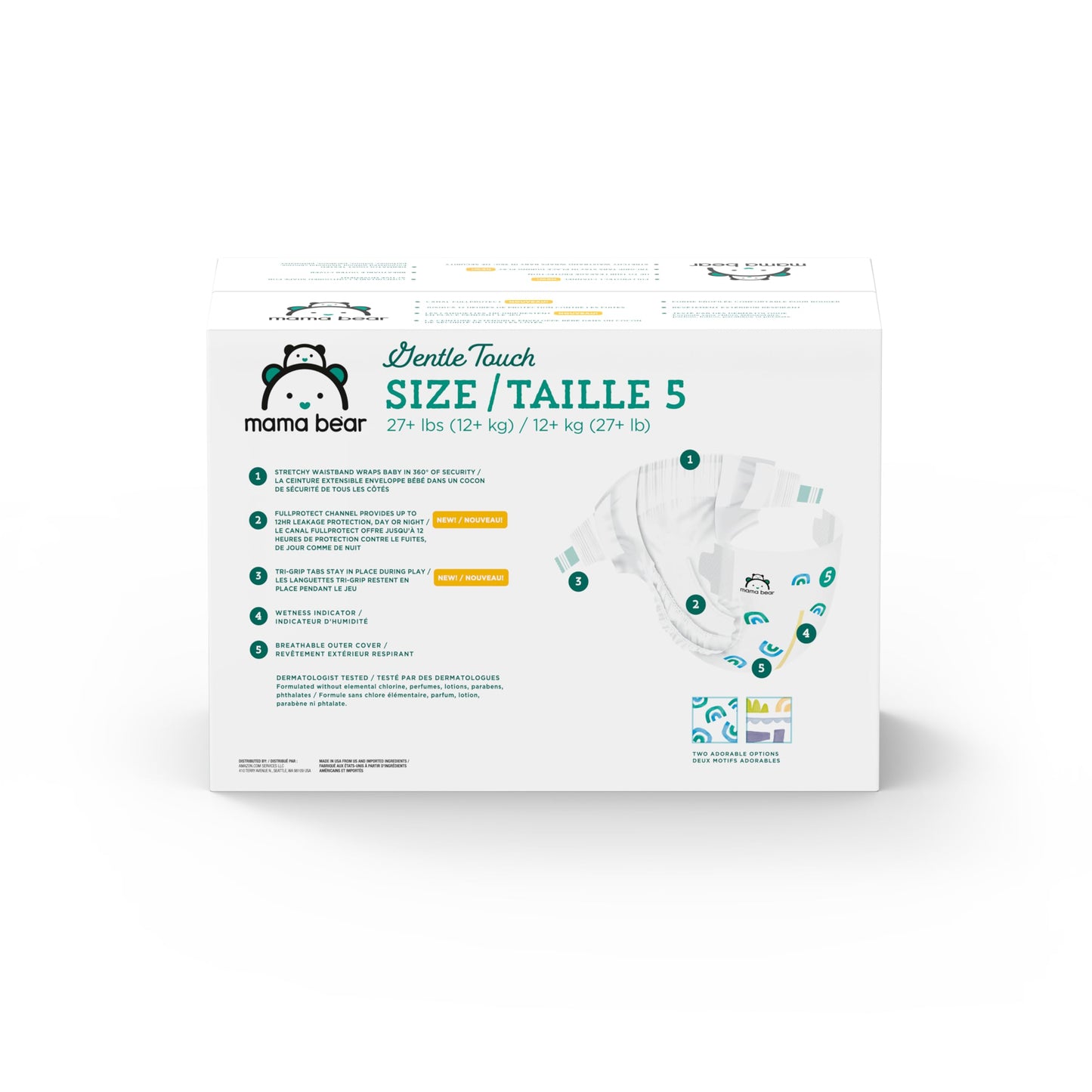 Amazon Brand - Mama Bear Gentle Touch Diapers, Size 5, 132 Count (4 packs of 33)