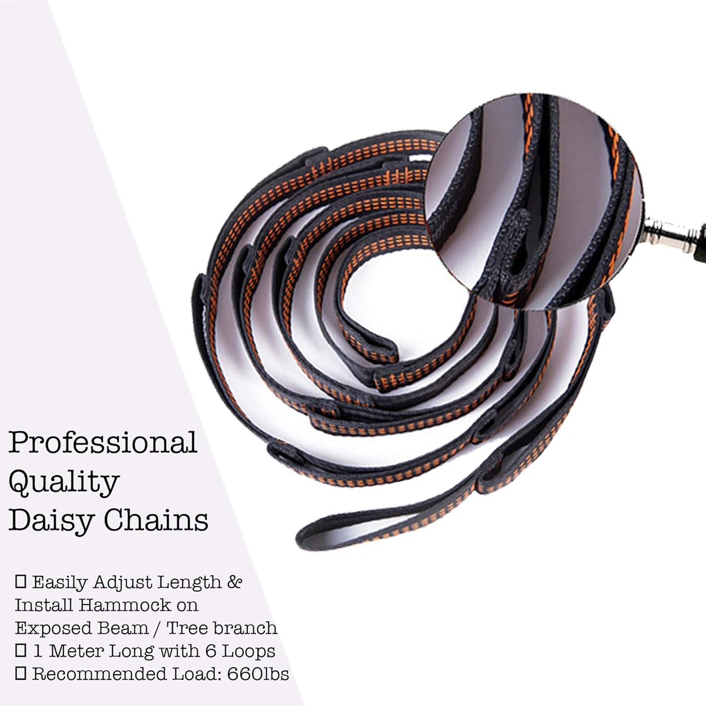 Set of 2 Carabiners & 2 Daisy Chains - Accessories for Easy Installation & Extending The Length of Aerial Silks Fabric, Aerial Yoga Hammock, Antigravity Inversion Pilates, Sensory Swing