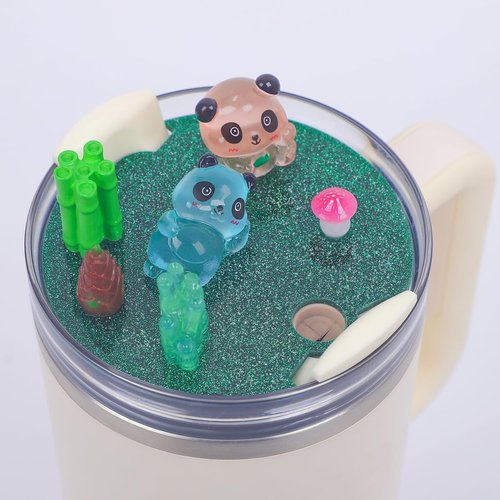 Compatible with Stanley Cup Lid Accessories Charms, Fit for 40 oz Stanley Lid Charms Decor, Cute Panda Silicone Straw Cover Cap for Stanley Tumblers for Stanley lid topper (Panda)