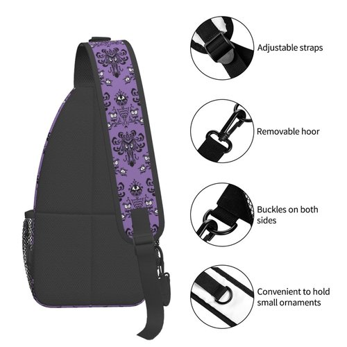 Haunted the Mansion Small Crossbody Backpack Sling Bag for Men Women Mini One Shoulder Chest Bags Gym Sport Travel Hiking Daypack