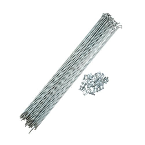 REPAIROCK 36 Pcs 14G J Bend 263mm x 2mm Bike Bicycle Spokes with Nipples Steel Silver Tone Auto Replacement Parts
