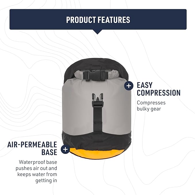 Sea to Summit eVac Ultra-Lightweight Compression Dry Bag, Waterproof Dry Storage, 8 Liter, Highrise Grey